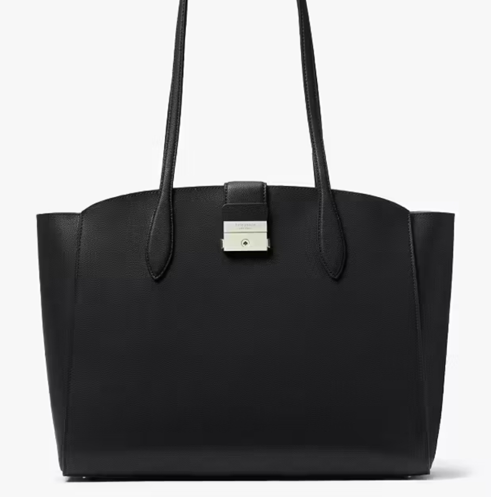 NWT Kate Spade Voyage Large Work Black Leather Tote Bag GORGEOUS - Picture 5 of 6